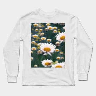 Spring meadow full of daisies flowers Long Sleeve T-Shirt